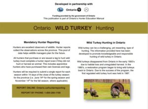 Ontario Wild Turkey Hunting Brochure 2020